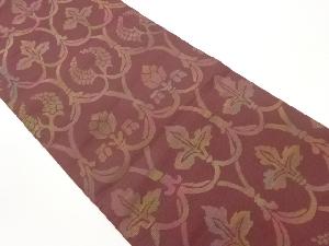 変わり葡萄唐草模様織出し全通袋帯